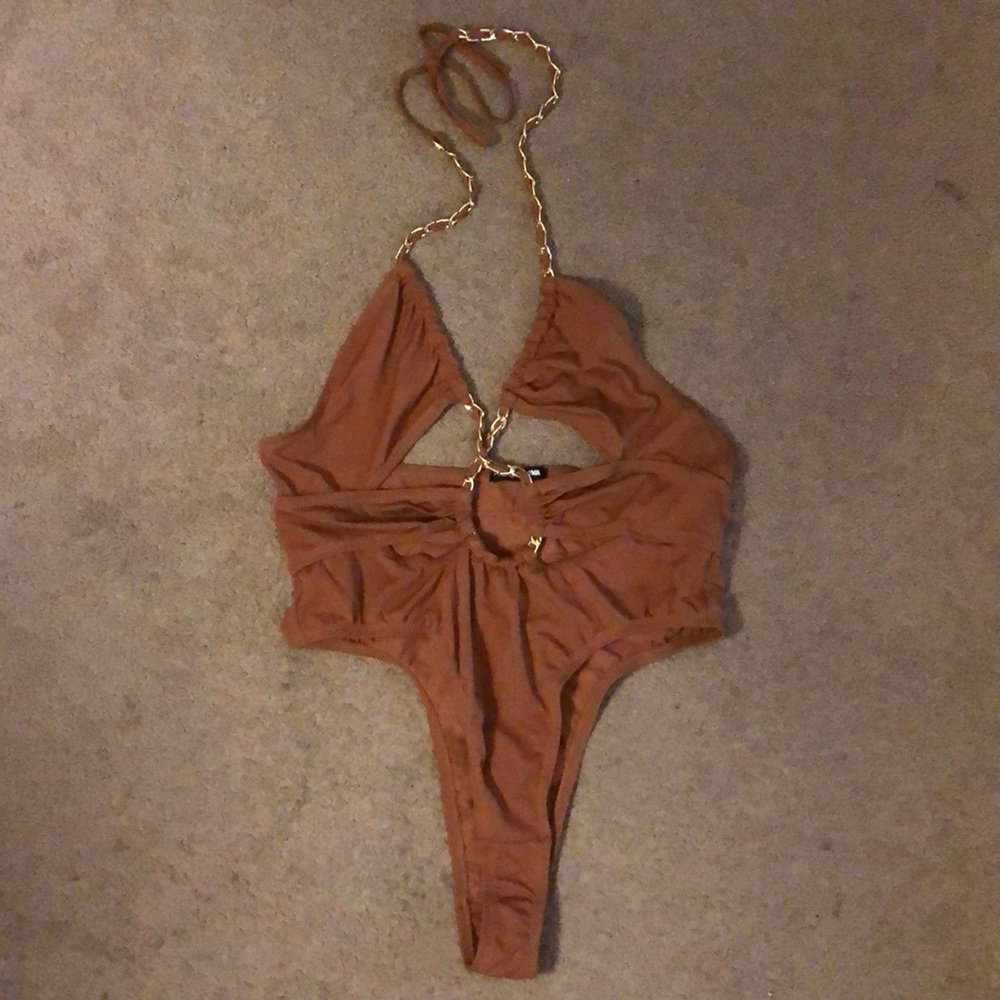 Stop Playing Halter Bodysuit - Rust - image 5